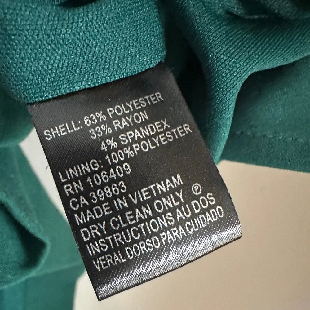 Tahari Green Tailored Exposed Zipper Career‎ Dress Womens Size 4 Pockets - Picture 4 of 5